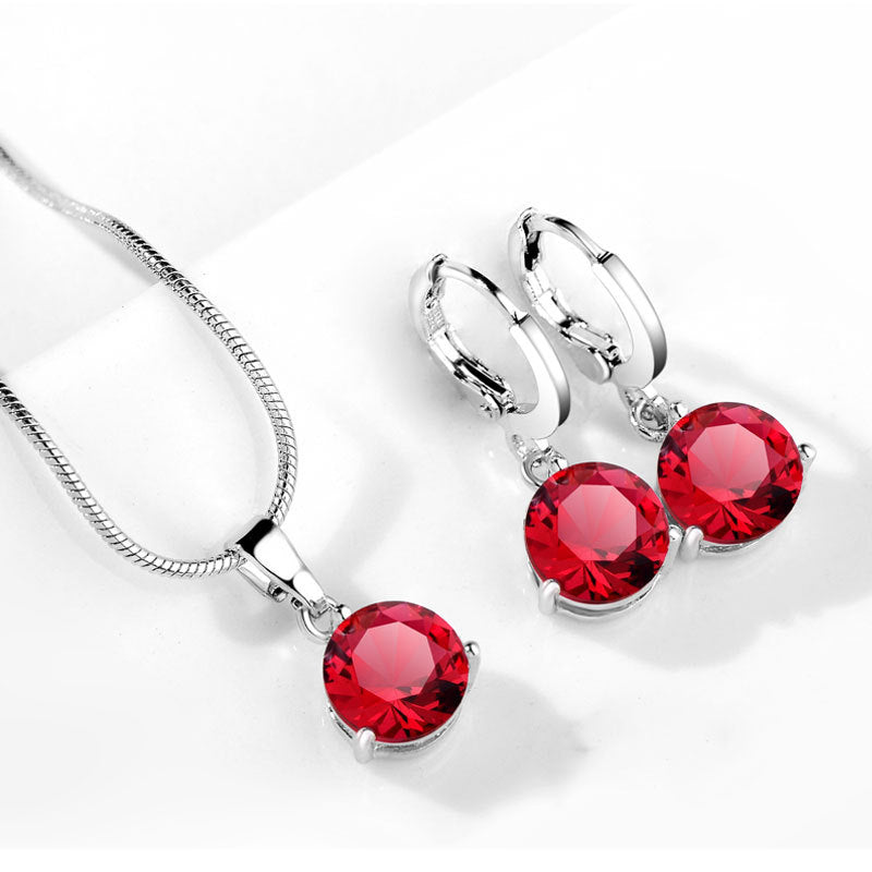 AAA Zircon Jewelry Set with Water Drop Necklace and Earrings