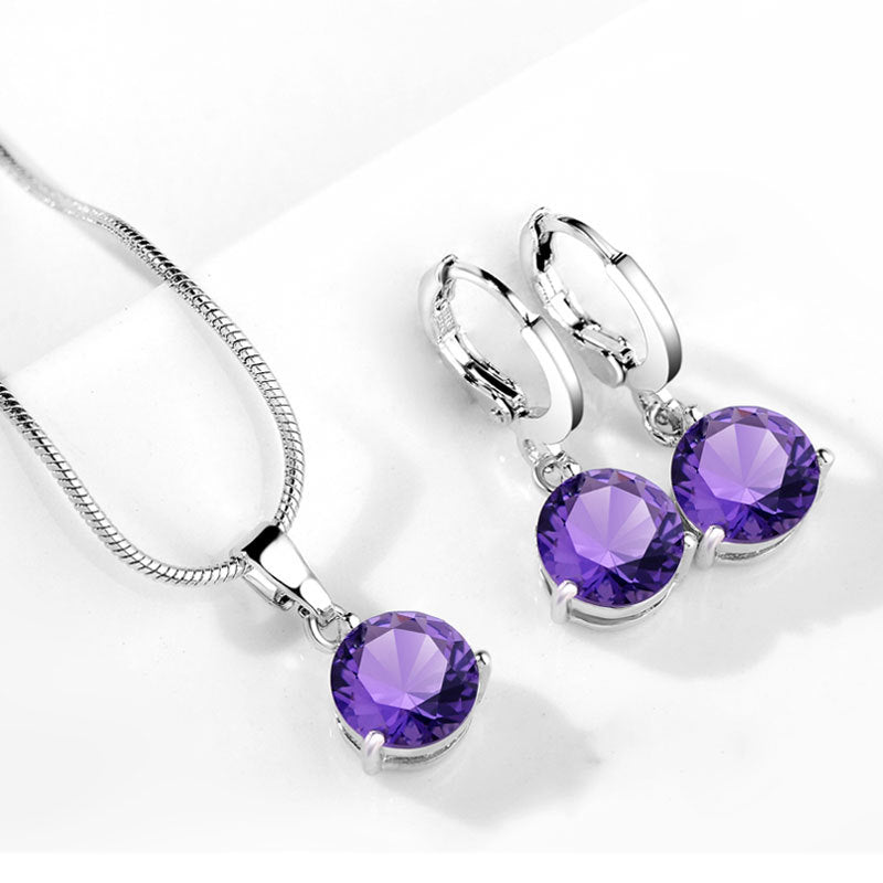 AAA Zircon Jewelry Set with Water Drop Necklace and Earrings