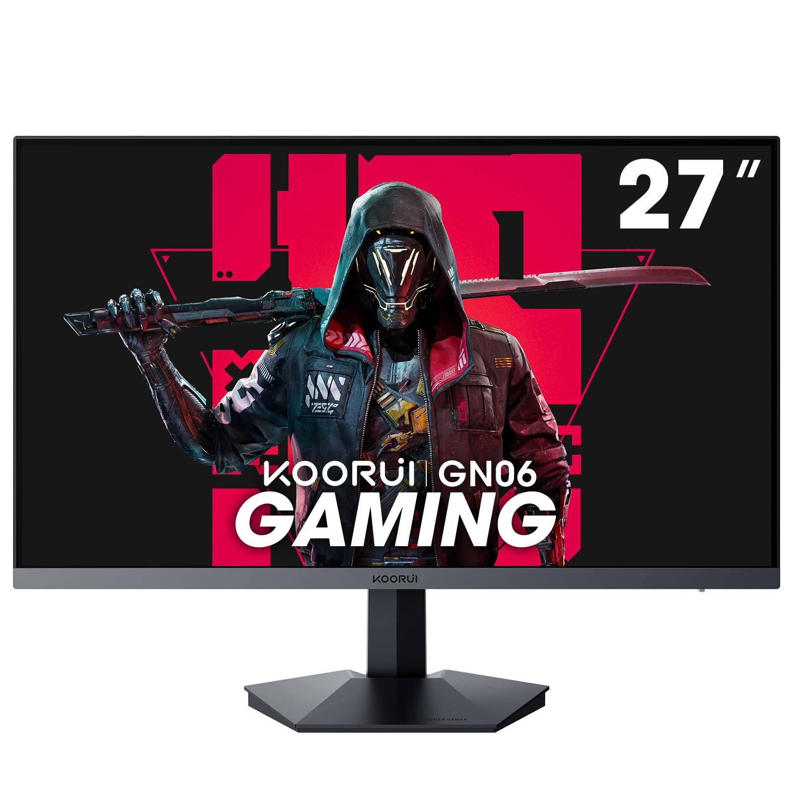 KOORUI Monitor 27" Gaming Monitor 165Hz IPS FHD 1920 x 1080 1ms Computer Monitor with Adaptive Sync 75x75 mm VESA Mountable Tilt Adjustable 2 x HDMI 2.0 & DisplayPort 1.4 GN06 Black