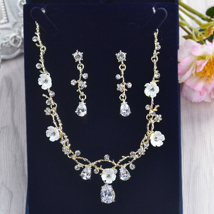 Bridal Jewelry Set with Zircon Necklace and Earrings
