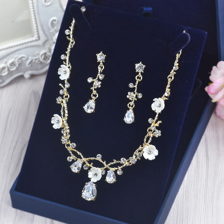 Bridal Jewelry Set with Zircon Necklace and Earrings