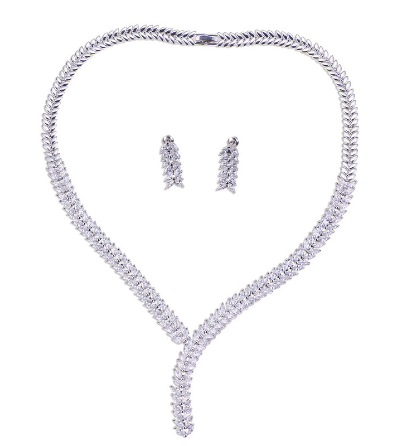Luxury Bridal Jewelry Set with AAA Zirconia Earrings & Necklace