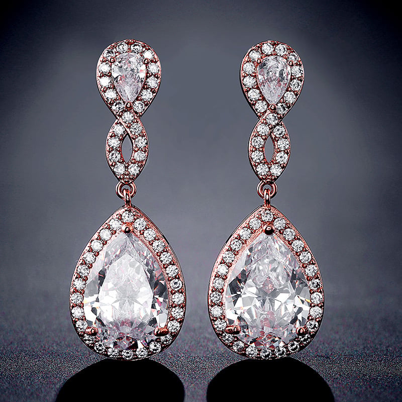Bridal Banquet Drop Earrings with AAA Zircon