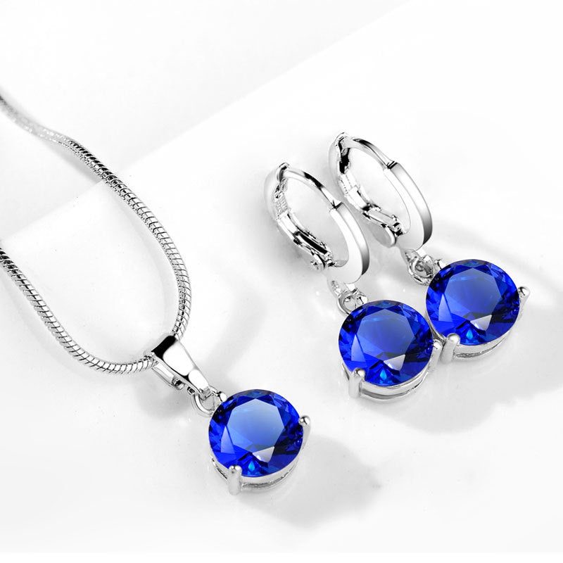 AAA Zircon Jewelry Set with Water Drop Necklace and Earrings