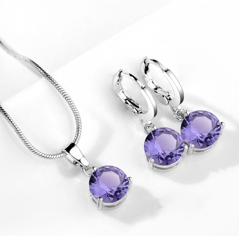 AAA Zircon Jewelry Set with Water Drop Necklace and Earrings