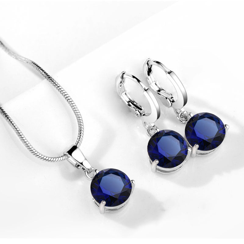 AAA Zircon Jewelry Set with Water Drop Necklace and Earrings