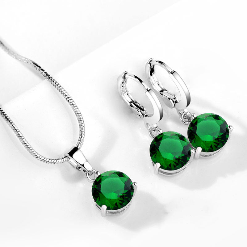 AAA Zircon Jewelry Set with Water Drop Necklace and Earrings