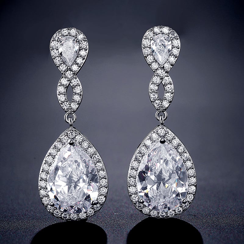 Bridal Banquet Drop Earrings with AAA Zircon
