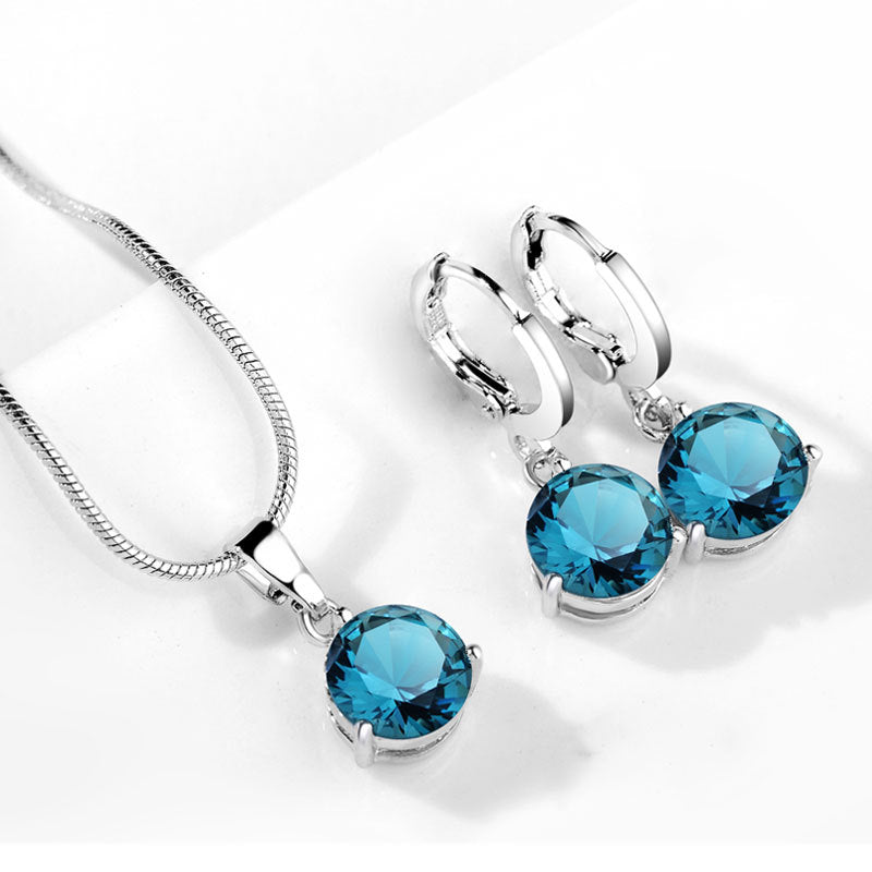 AAA Zircon Jewelry Set with Water Drop Necklace and Earrings