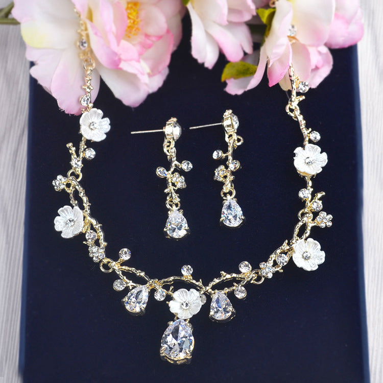 Bridal Jewelry Set with Zircon Necklace and Earrings