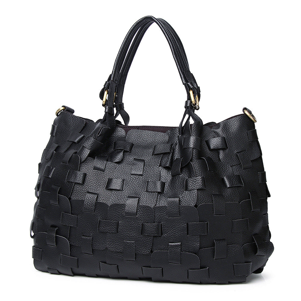 Multi-color Blocks Handbag in First Layer Cowhide