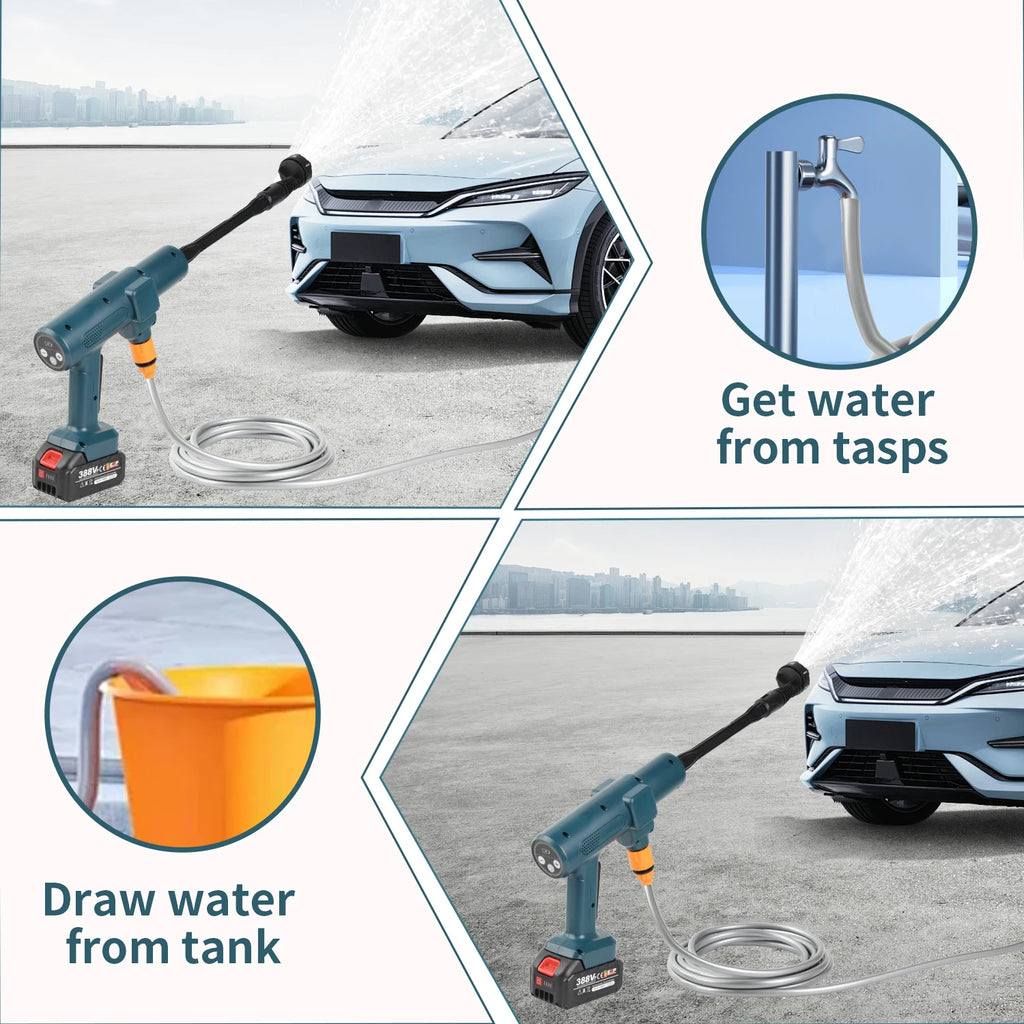 Pistola de lavagem de carro de alta pressão sem fio, 3500w, 200bar, portátil, suprimentos, gerador de espuma, pistola de água, limpador de spray