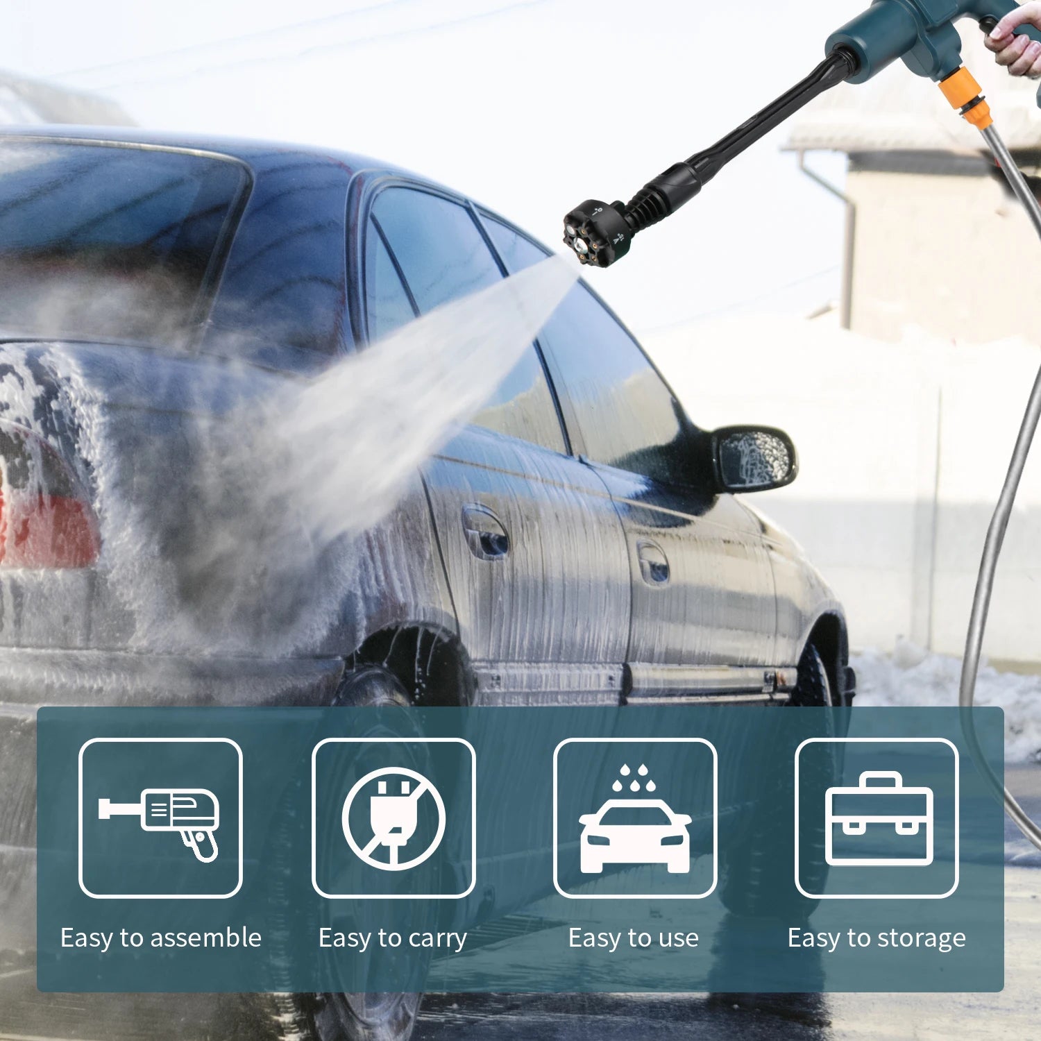 Pistola de lavagem de carro de alta pressão sem fio, 3500w, 200bar, portátil, suprimentos, gerador de espuma, pistola de água, limpador de spray