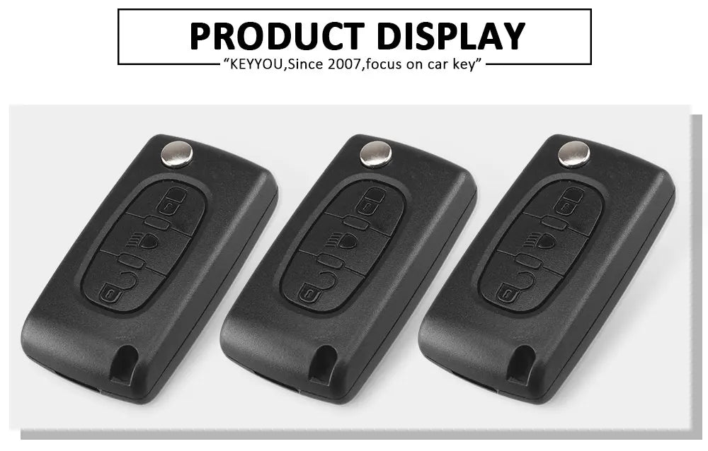 Keyyou para citroen c2 c3 c4 c5 c6 c8 3 botões flip remoto chave do carro caso capa escudo fob va2 lâmina ce0523