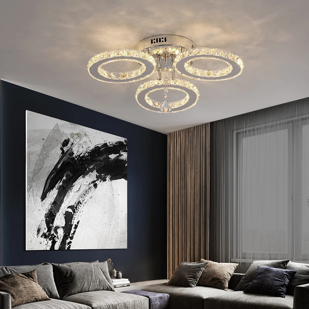 US Warehouse 27W LED Home Crystal Smart APP Ceiling Light With Remote Control Brightness