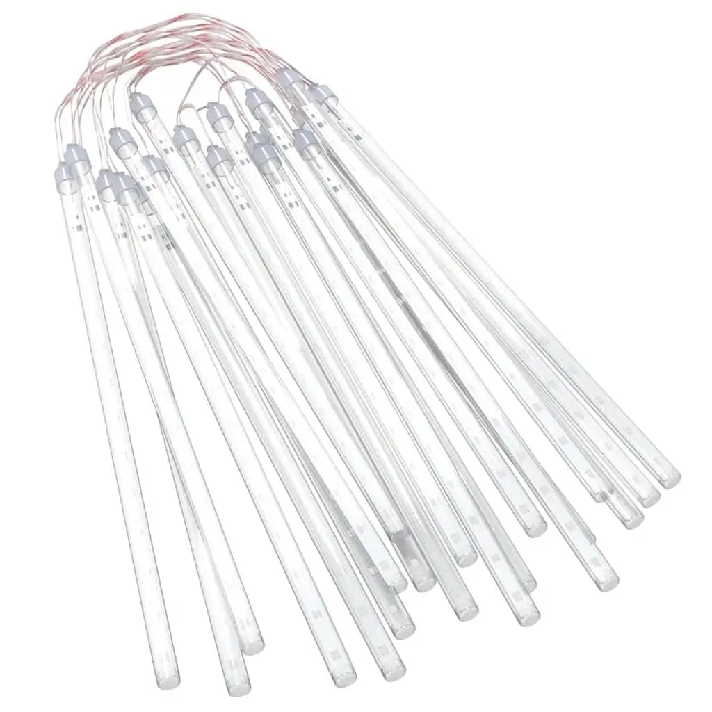 W2B VidaXL Meteor Light Set of 20 Blue Plastic 11.8in Tube Warm White LED String for Outdoor & Garden IP65 for Parties Christmas