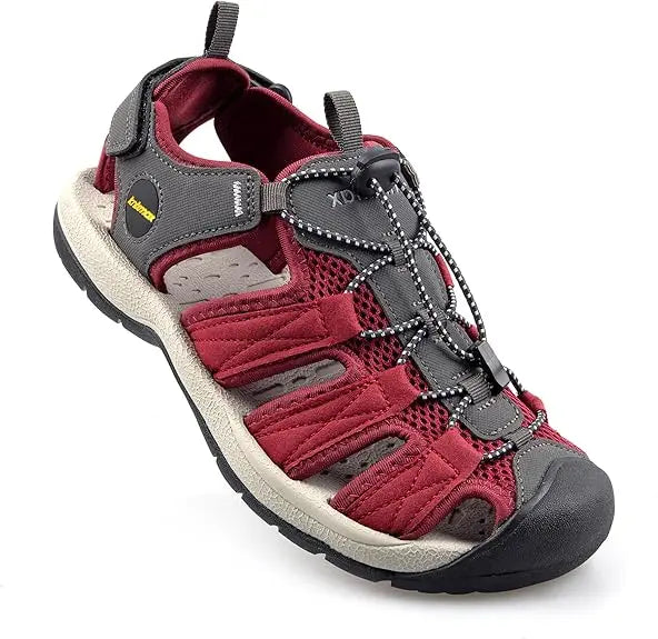 Knixmax Outdoor Closed Toe Lace-Up Hiking Sandals with Rubber Outsole for Summer