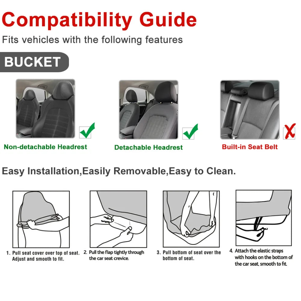 X Autochaux-Universal Car Seat Covers, 5 Cores, Balde, Fit para Auto, Veículo, Caminhão, SUV, Interior, Acessórios de Proteção
