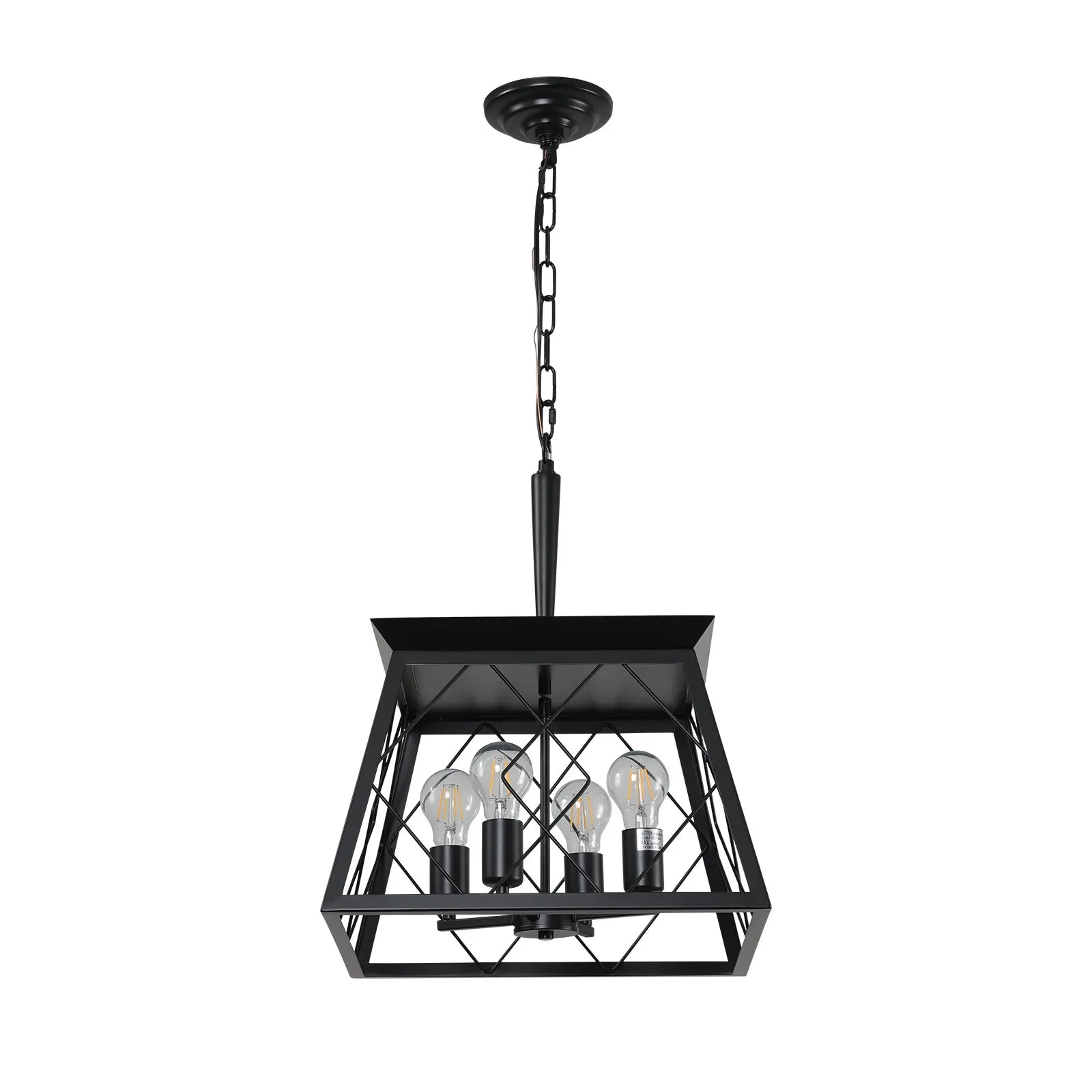 Black 4 Lights Farmhouse Vintage Chandelier,Rustic Pendant Light,Industrial Hanging Light Fixture for Dining Room Kitchen Island