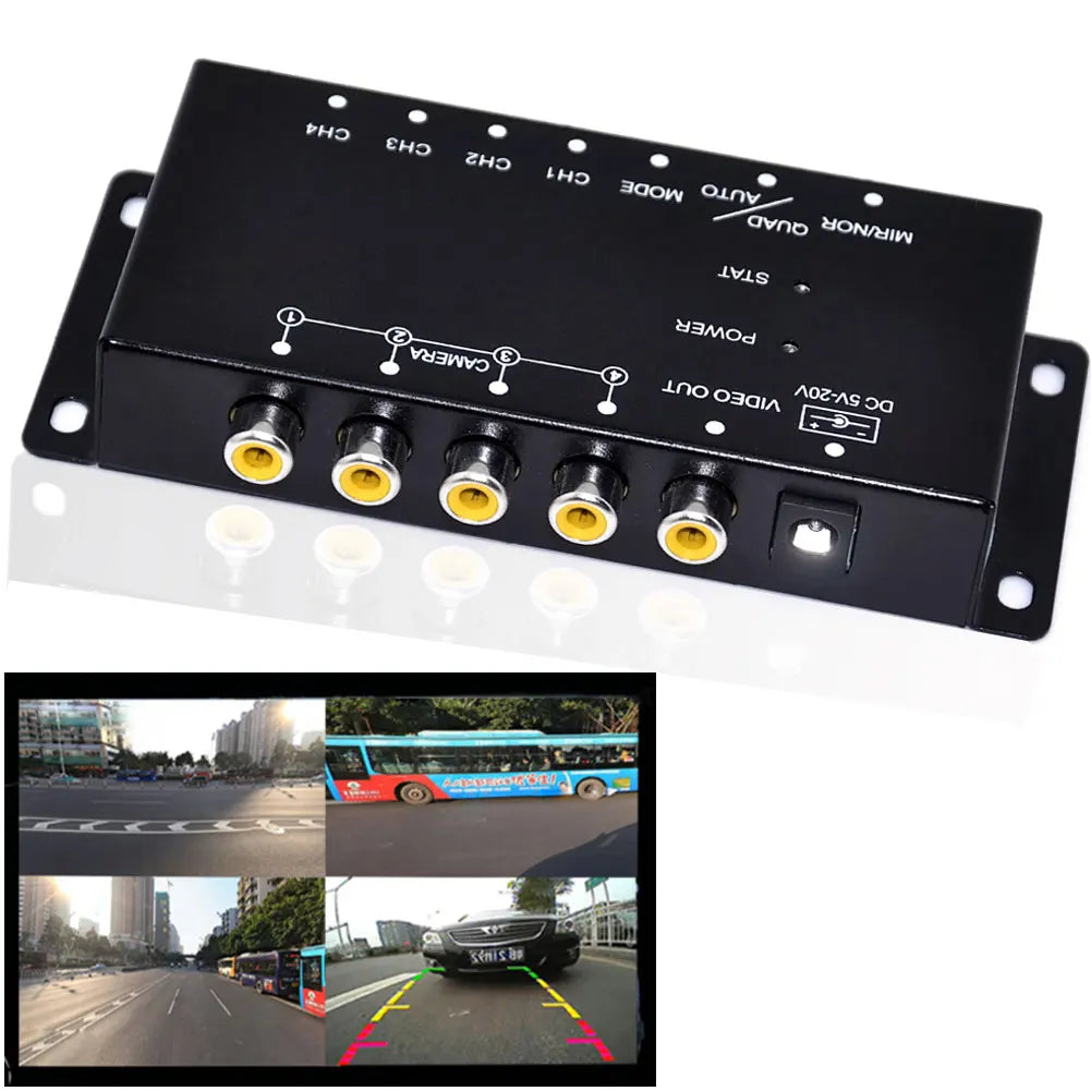 Caixa video do combinador do controle, controle do IR, 4 câmeras, interruptor da imagem, vista esquerda, vista direita, caixa traseira dianteira da câmera do estacionamento