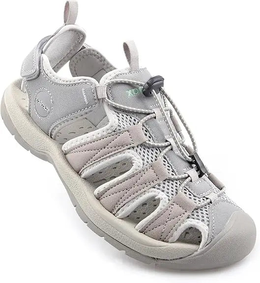 Knixmax Outdoor Closed Toe Lace-Up Hiking Sandals with Rubber Outsole for Summer