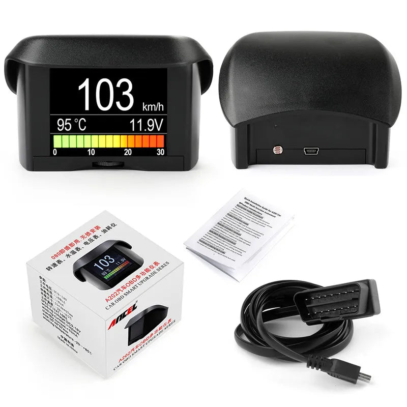 Ancel a202 computador on-board carro display digital velocidade consumo de combustível medidor de temperatura obd2 scanner automóvel