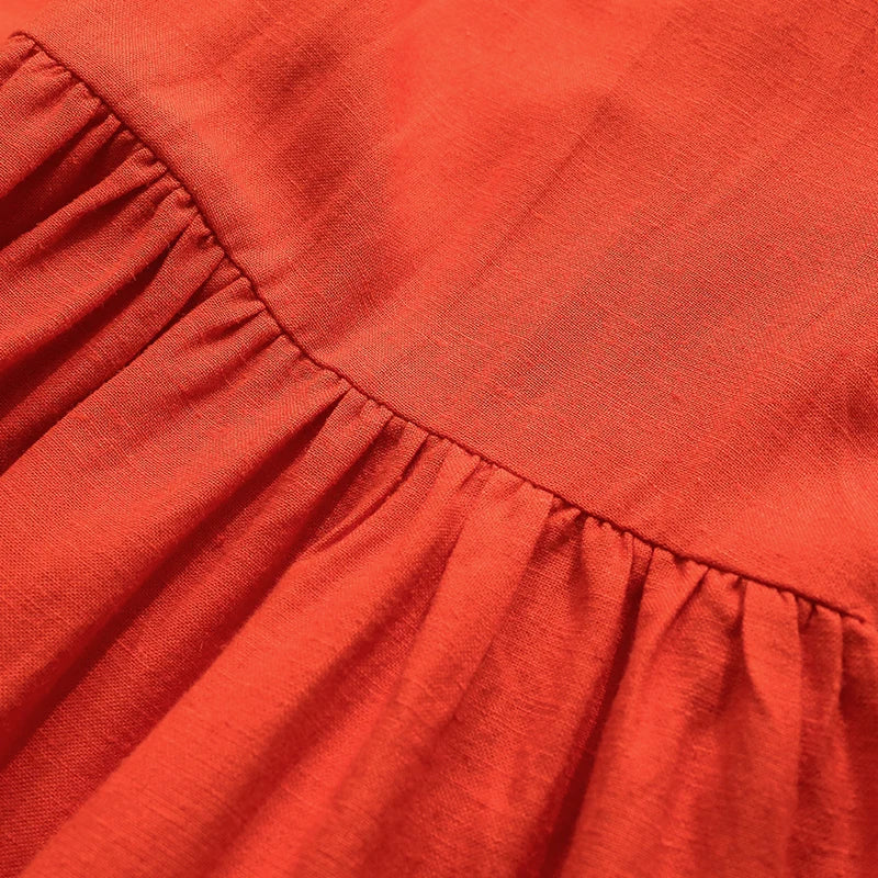 Vestido Mori de Linho para Meninas 2026 Verão Nova Roupa Infantil Vestidos de Princesa de Manga Curta em Algodão e Linho TZ30