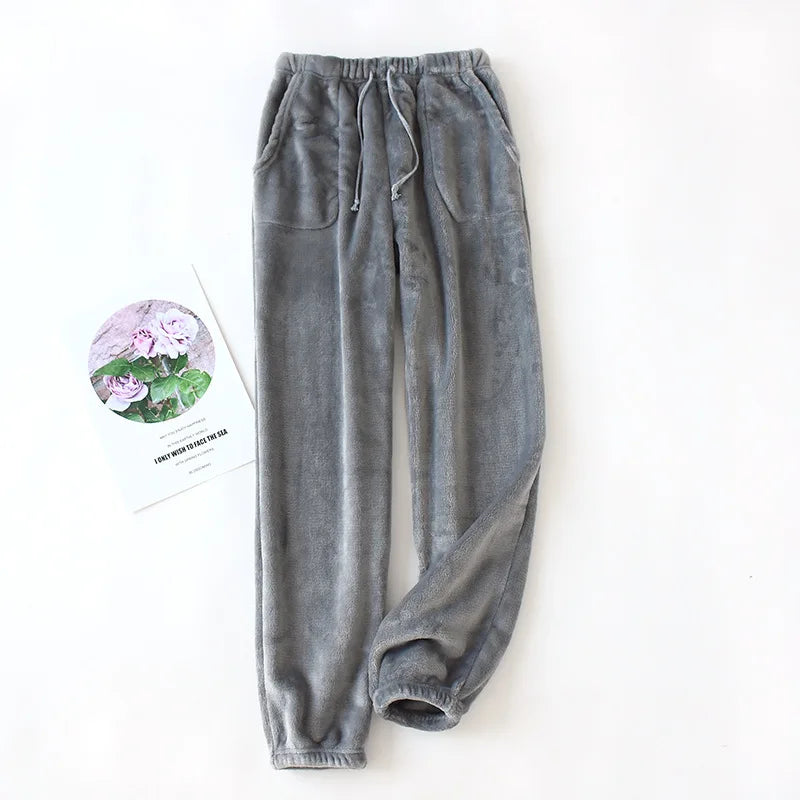 Fdfklak flanela inverno calças de pijama feminino longo quente calças femininas casuais homewear conforto L-3XL tamanho grande pijamas