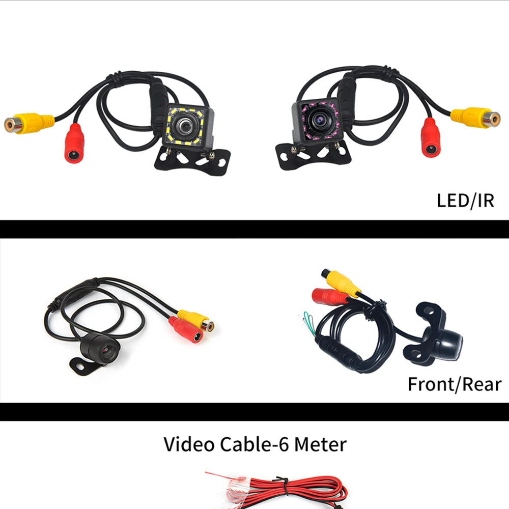 Hippcron câmera de visão traseira do carro 4 led visão noturna invertendo monitor estacionamento automático ccd à prova dwaterproof água 170 graus vídeo hd