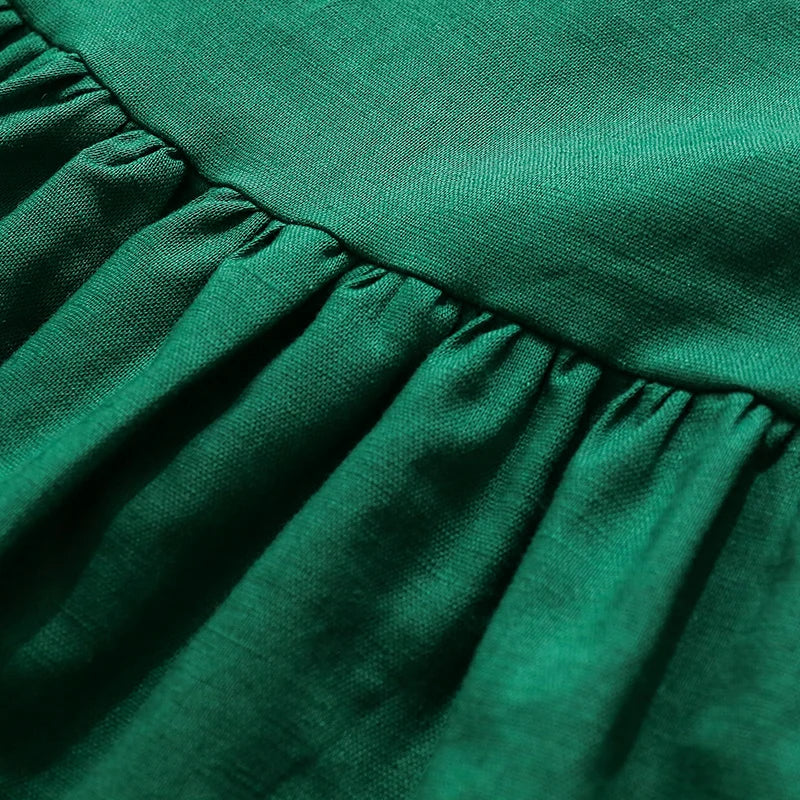 Vestido Mori de Linho para Meninas 2026 Verão Nova Roupa Infantil Vestidos de Princesa de Manga Curta em Algodão e Linho TZ30