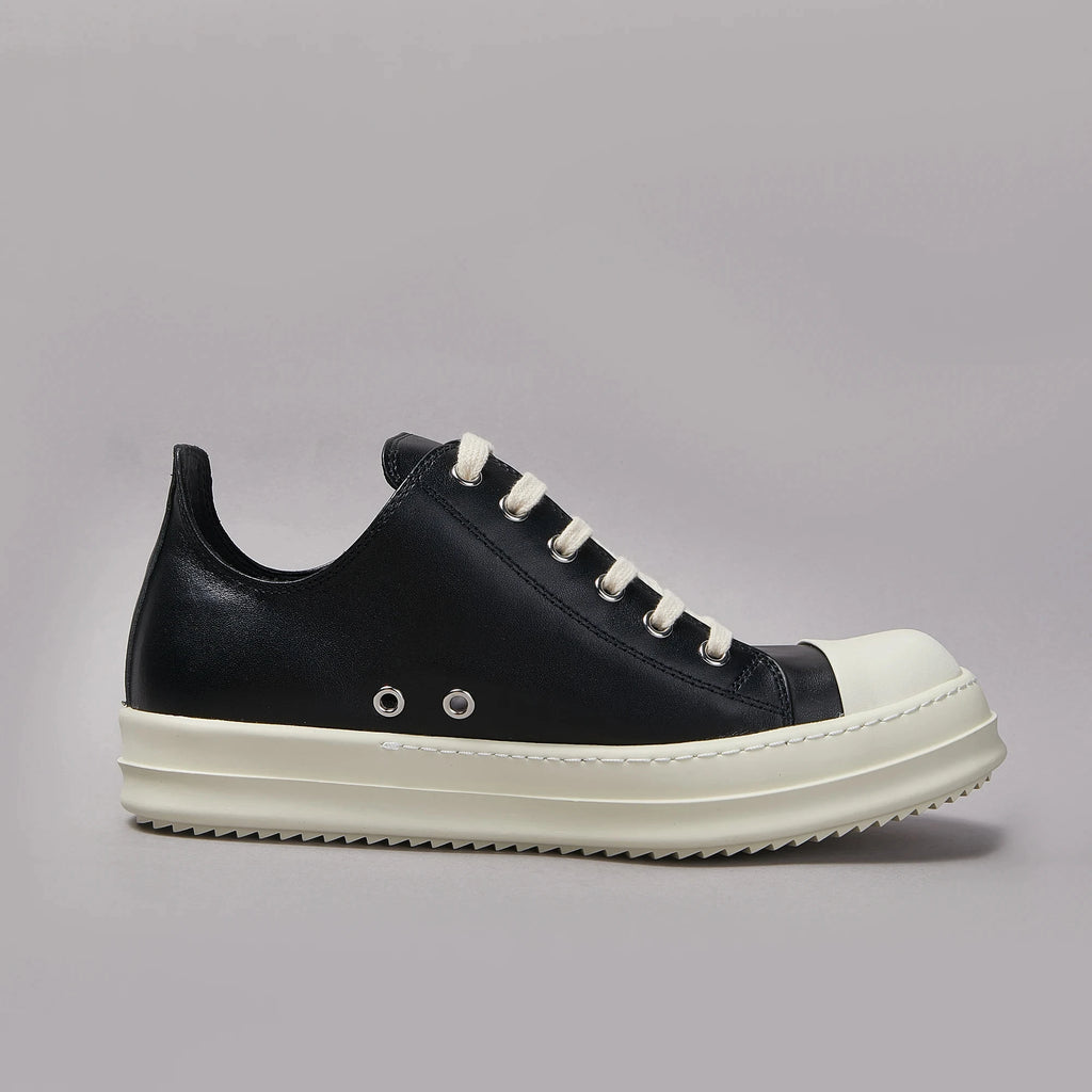 Men's Leather Sneakers Unisex Designer Retro Low-top Board Shoes Black Solid Leather Summer Shoes for Men Couple Shoes