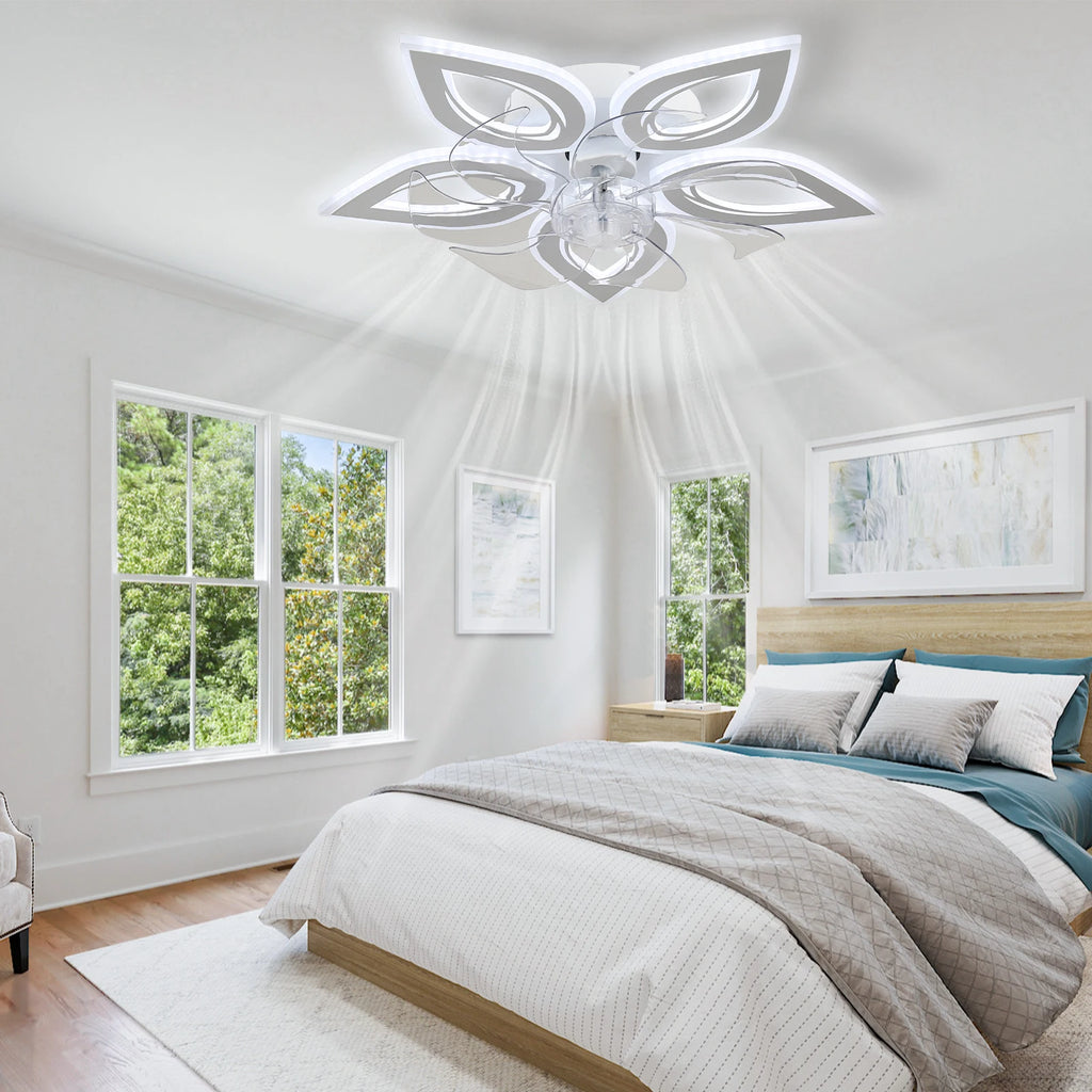 12'' Modern Crystal Ceiling Fan with LED Light 6-Speed Remote Control Dimmable High CRI 90 for Home Office