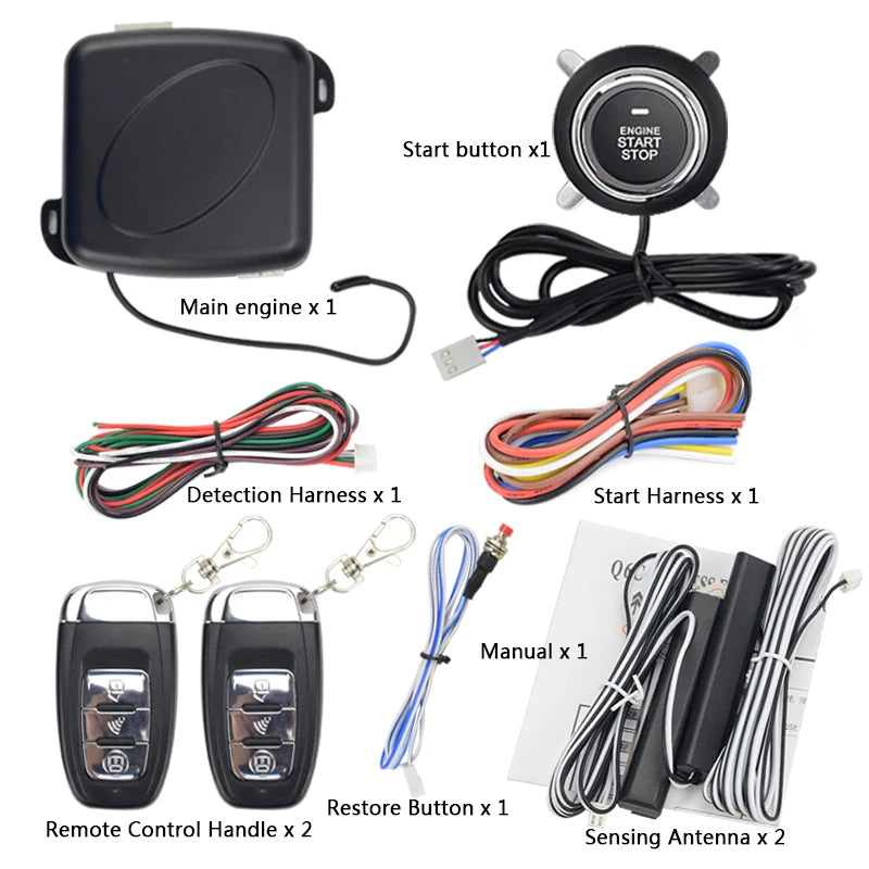 Carro automático um sistema de parada partida do motor com controle remoto carro pke keyless entrada sistema início tronco aberto para 12v suv autostart