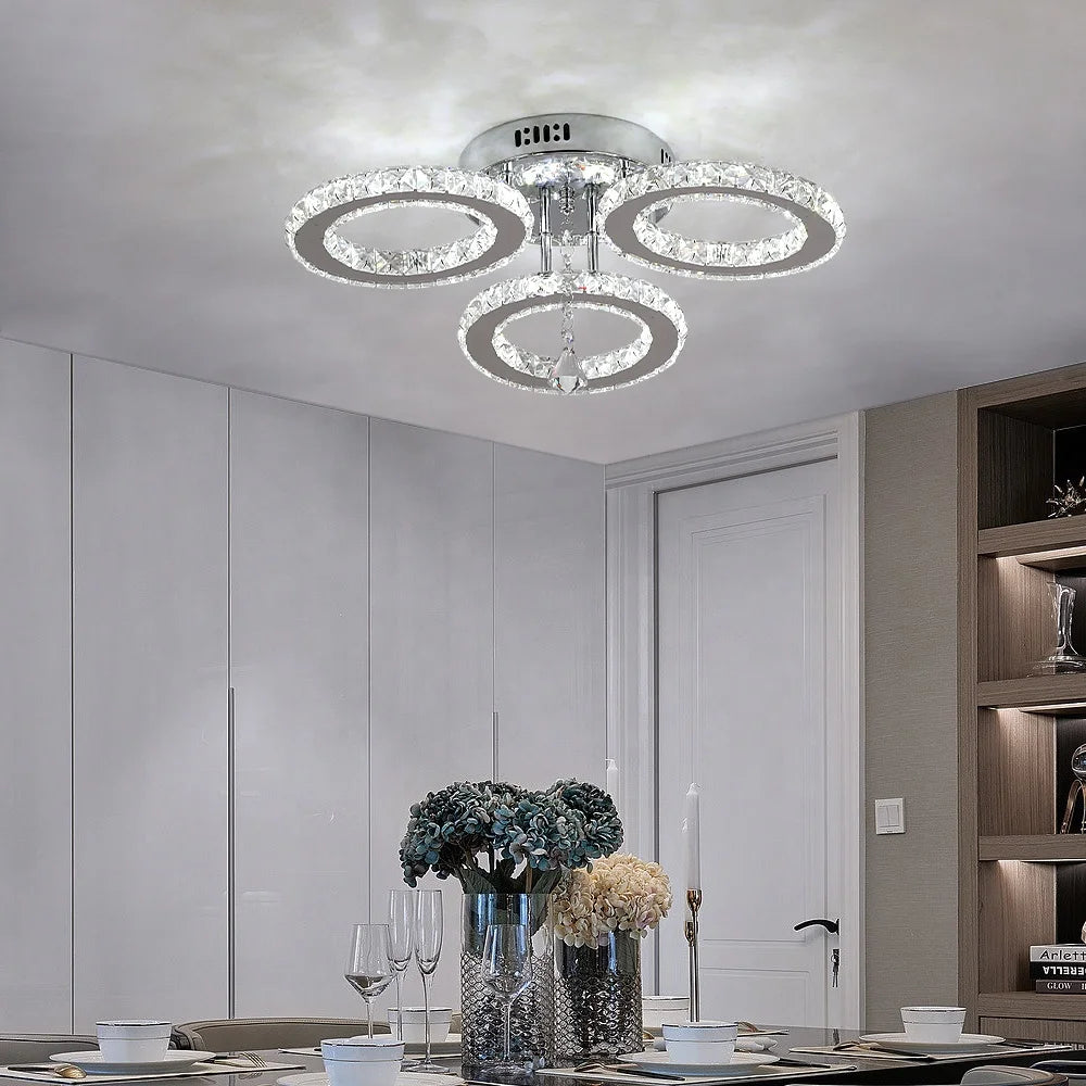 US Warehouse 27W LED Home Crystal Smart APP Ceiling Light With Remote Control Brightness