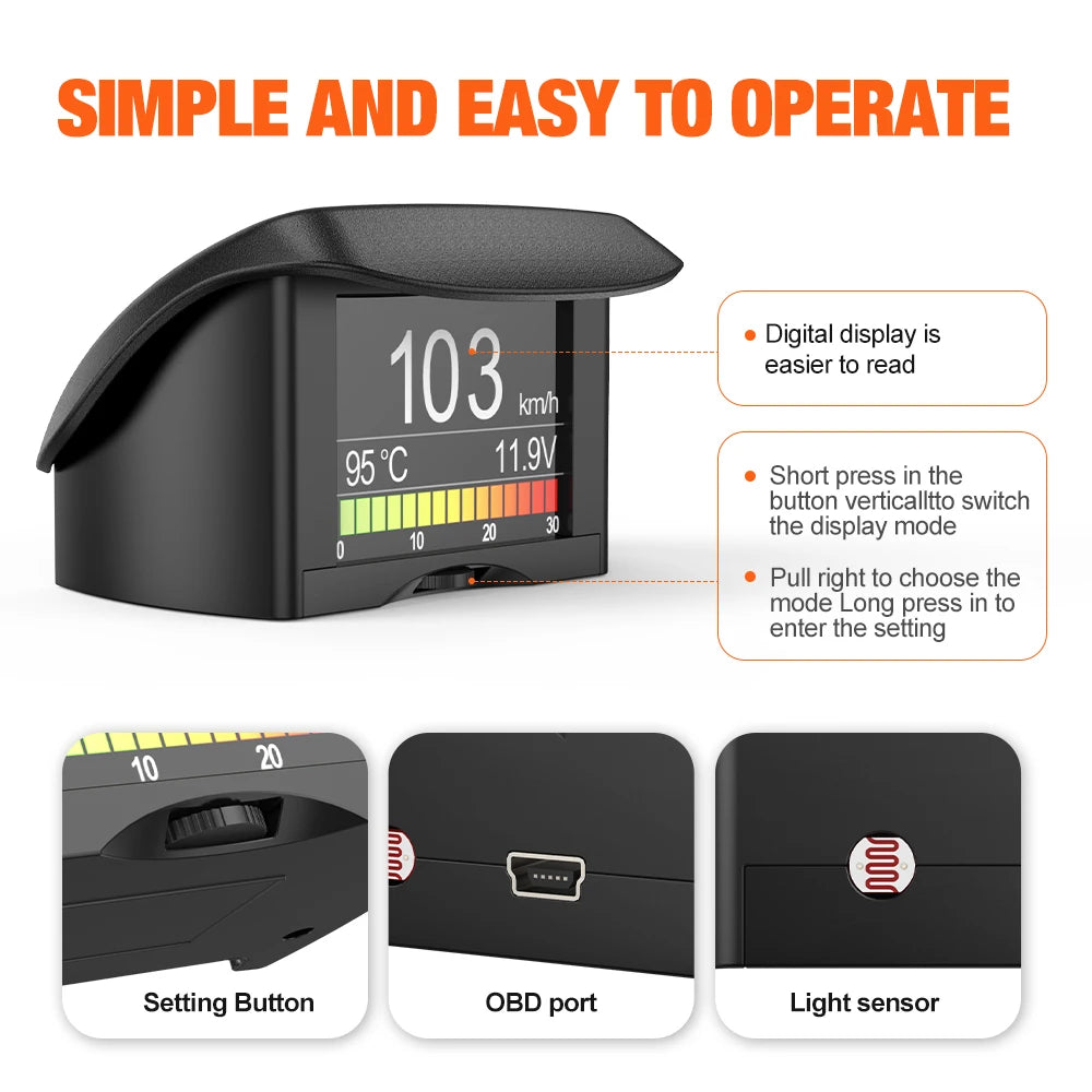 Ancel a202 computador on-board carro display digital velocidade consumo de combustível medidor de temperatura obd2 scanner automóvel
