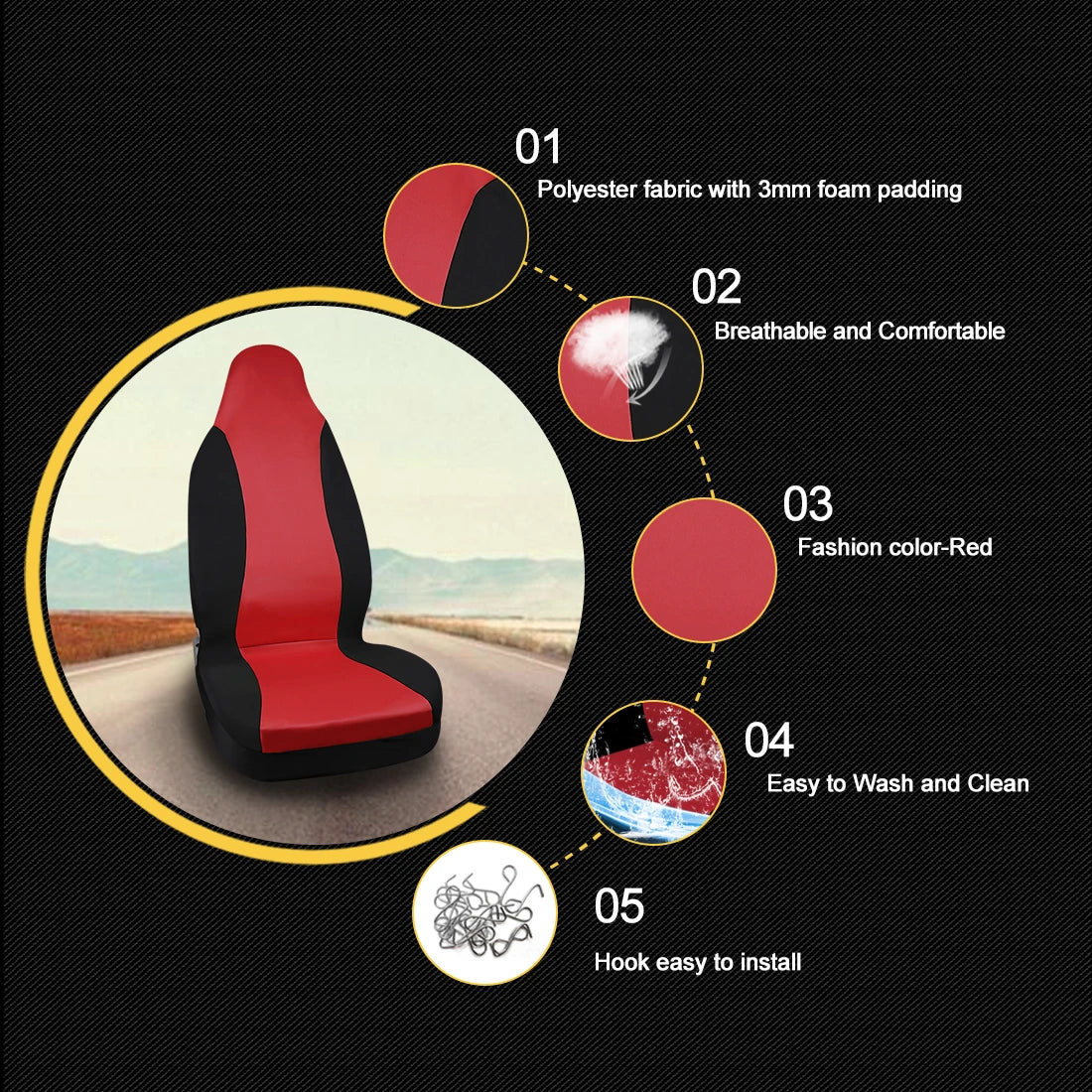 X Autochaux-Universal Car Seat Covers, 5 Cores, Balde, Fit para Auto, Veículo, Caminhão, SUV, Interior, Acessórios de Proteção