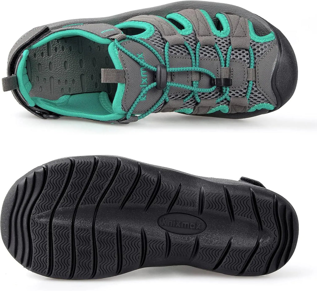 Knixmax Outdoor Closed Toe Lace-Up Hiking Sandals with Rubber Outsole for Summer