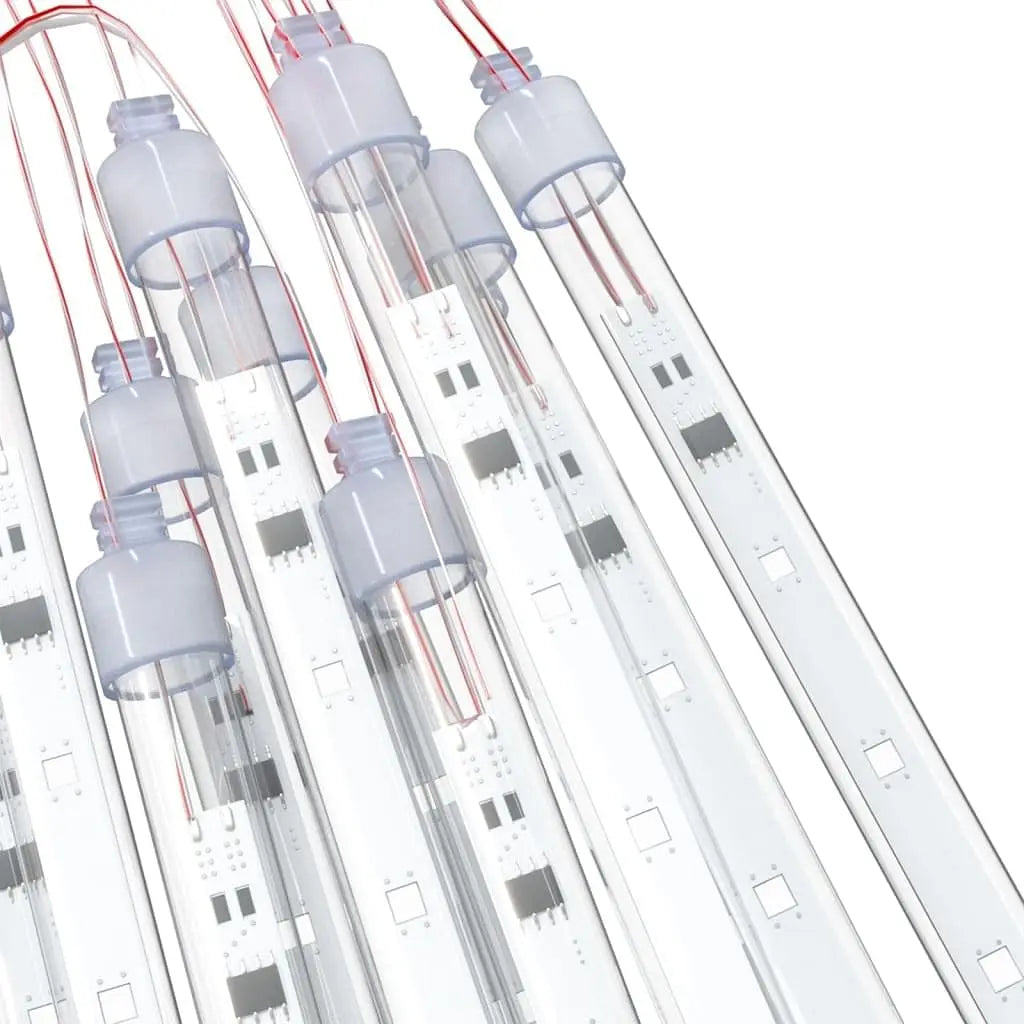 W2B VidaXL Meteor Light Set of 20 Blue Plastic 11.8in Tube Warm White LED String for Outdoor & Garden IP65 for Parties Christmas