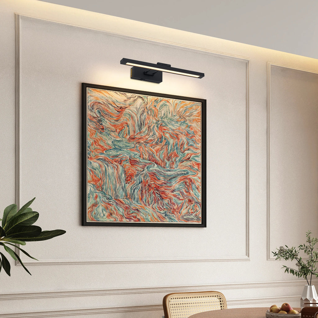 Picture Light Battery Operated with Remote, LED Black Art Lights for Paintings Rechargeable Dimmable and Timer, 16in Wall Sconce