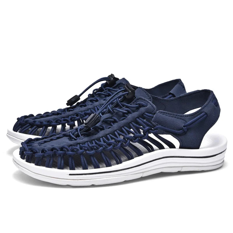 Men's Handmade Weaving Design Beach Sandals Breathable Casual Summer Flat Slippers Outdoor Couples Fisherman Sandals Plus Size