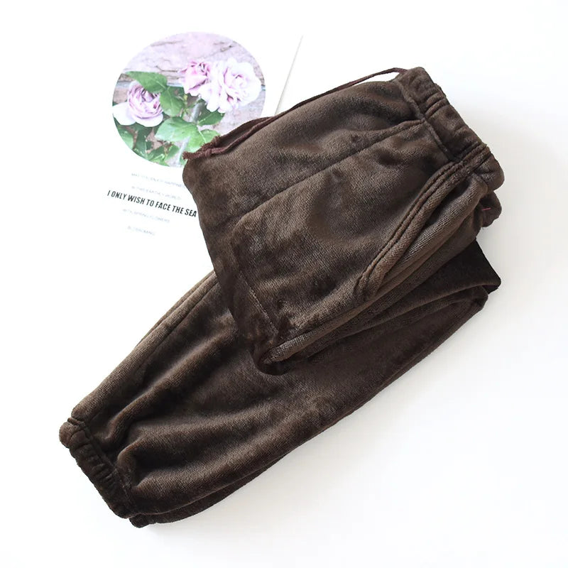 Fdfklak flanela inverno calças de pijama feminino longo quente calças femininas casuais homewear conforto L-3XL tamanho grande pijamas