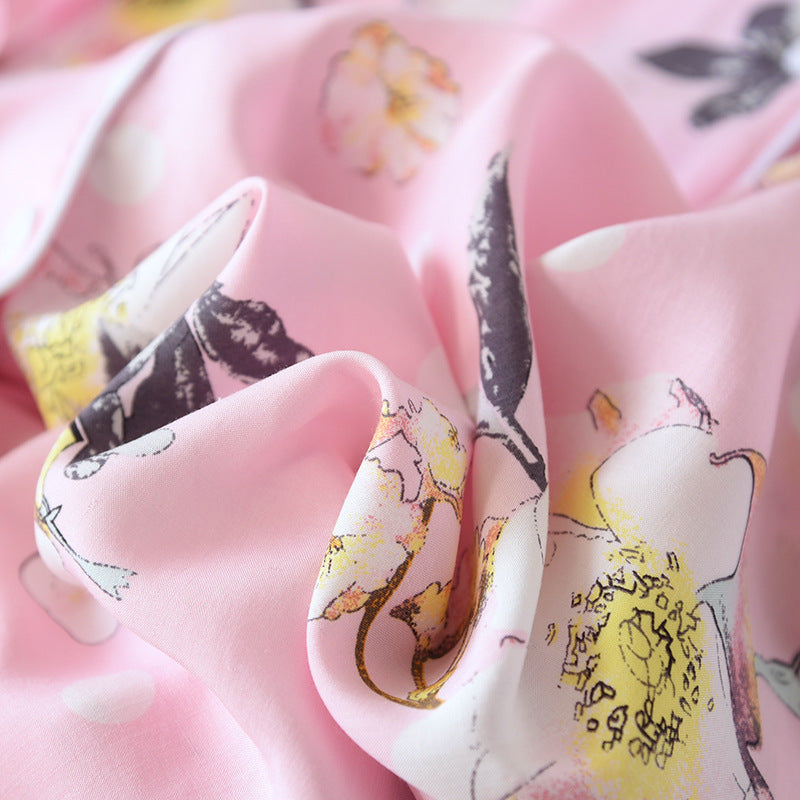 Verão outono casual noite feminina manga curta flor camisola solta sleepwear 100% viscose sleepwear para mulher