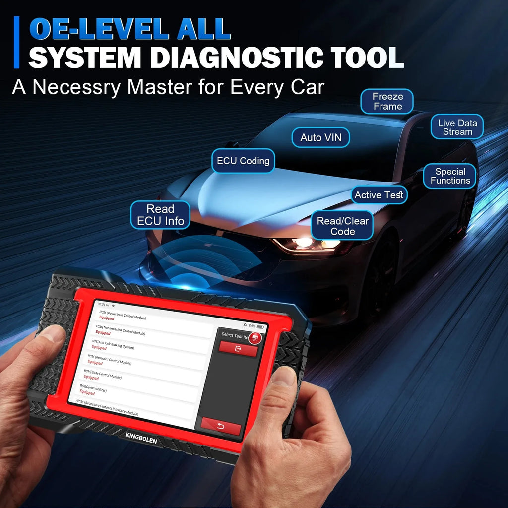 Atualização vitalícia gratuita KINGBOLEN K7 ALL System Ferramentas de diagnóstico de carro português Codificação ECU Teste ativo 28 reinicializações Scanner OBD PK LAUNCH X431 CRP919E BT