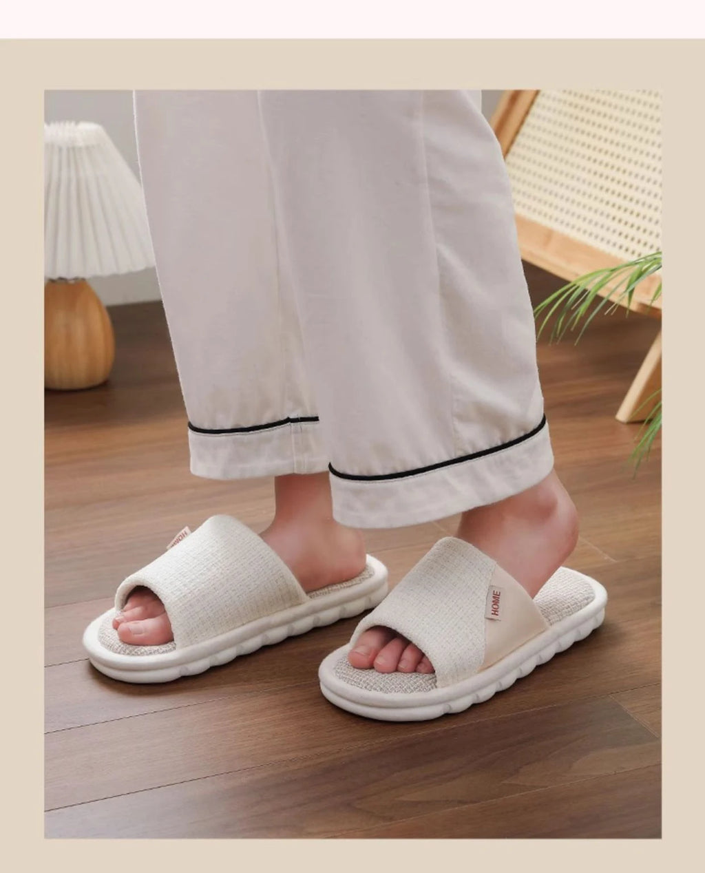 Chinelos de linho feminino e masculino casa chinelos de chão interior diário casa simples simples mudo antiderrapante chinelos confortáveis