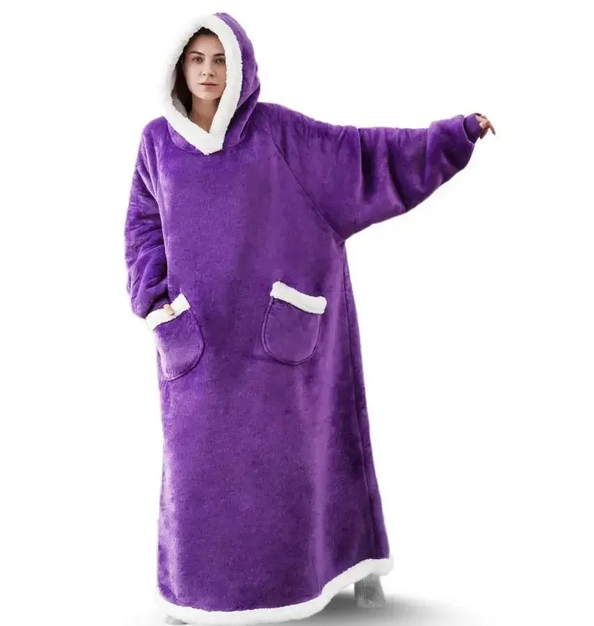 Cobertor de flanela super longo para homens e mulheres, moletom, suéter, pulôver, velo, TV gigante, cobertor extragrande, inverno, 2024