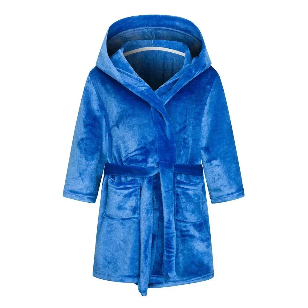 Crianças pijamas macios roupão de flanela de inverno 2025 novo dos desenhos animados bonito pijamas meninos meninas outono roupões com capuz homewear
