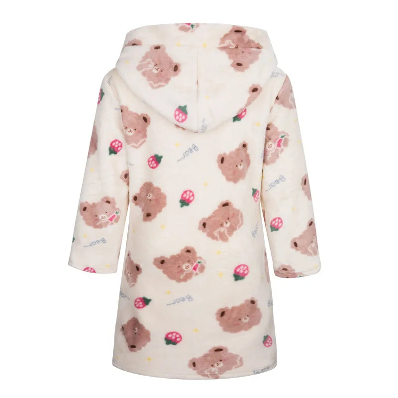 Roupão de banho infantil de dinossauro com capuz, pijama de unicórnio de desenho animado para meninos, roupões de banho de lã para meninas, roupa de dormir para bebês