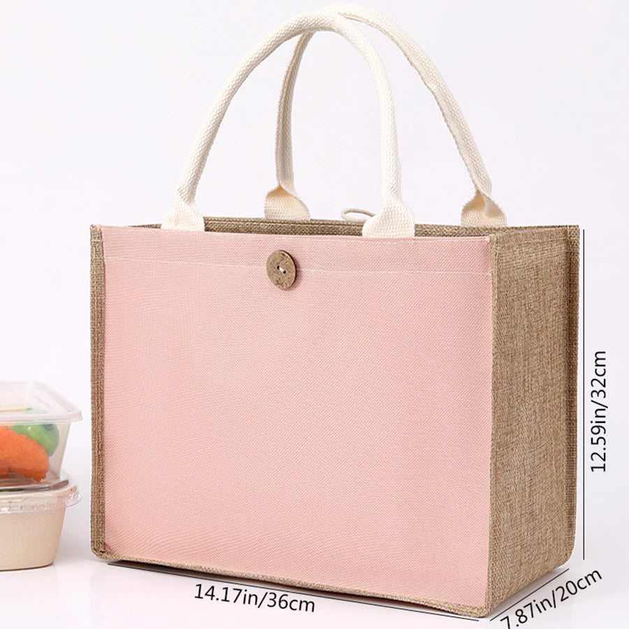 Linho cor lisa senhoras bolsa fivela estilo moda multifuncional saco de presente diário passeio saco de armazenamento de compras