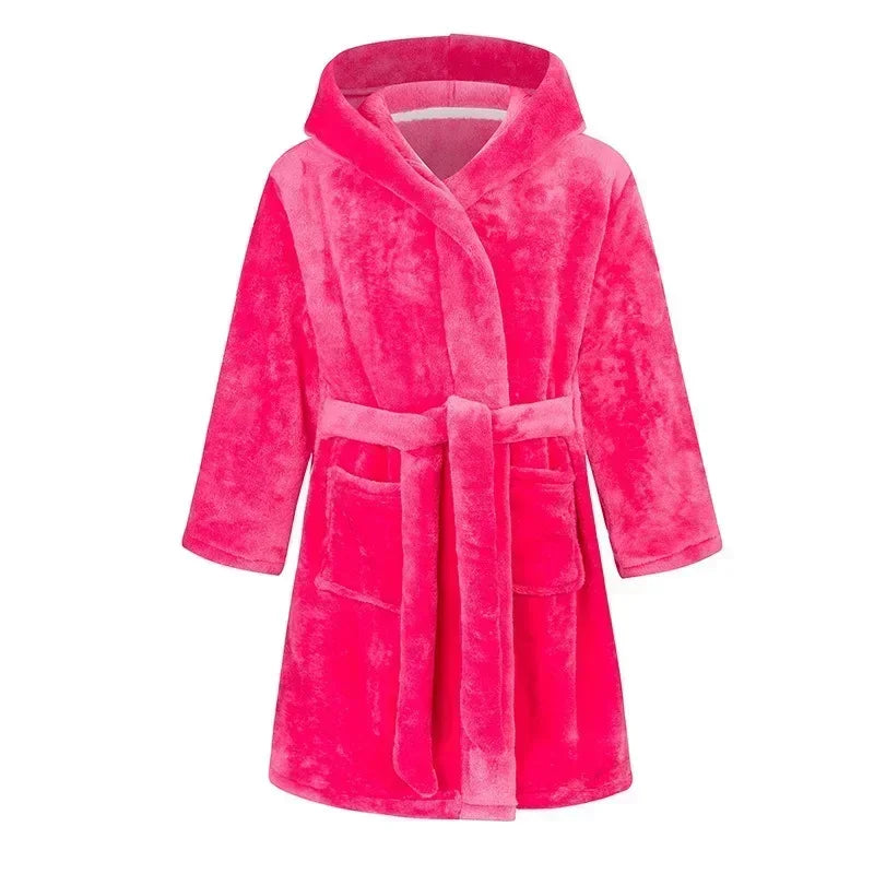 Crianças pijamas macios roupão de flanela de inverno 2025 novo dos desenhos animados bonito pijamas meninos meninas outono roupões com capuz homewear