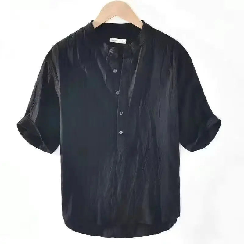 Camisas de algodão de linho para homens leve manga longa henley streetwear praia camisa respirável havaiana grandes camisetas para homem